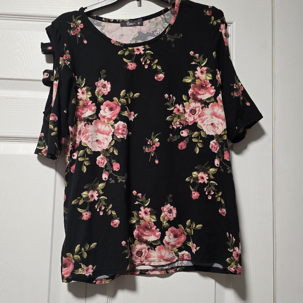 Floral Black Top